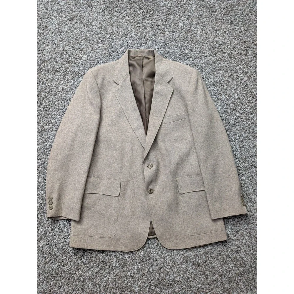 Vintage Levi's Action Suit Blazer Jacket Size 44S Brown Beige Sand